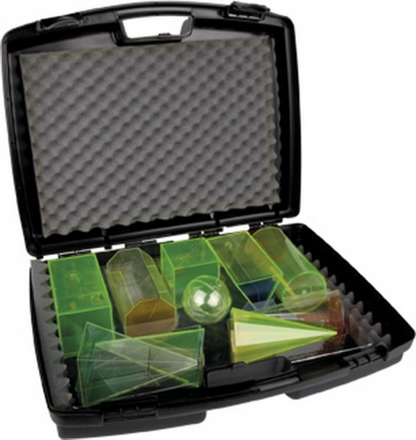Geometriekörper-Satz 2 aus Plexiglas im Koffer, 10 Teile