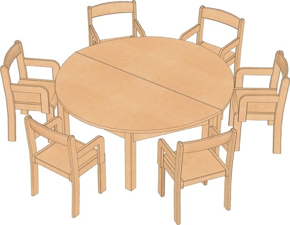 Halbrund-Tischset mit 6 Stühlen
