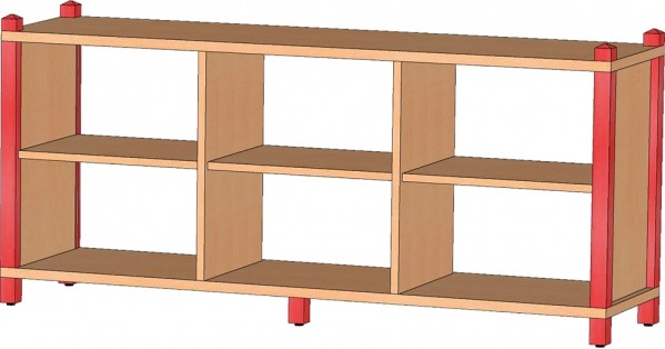 Raumteilerschrank mit 3 festen Böden, ohne Rückwand