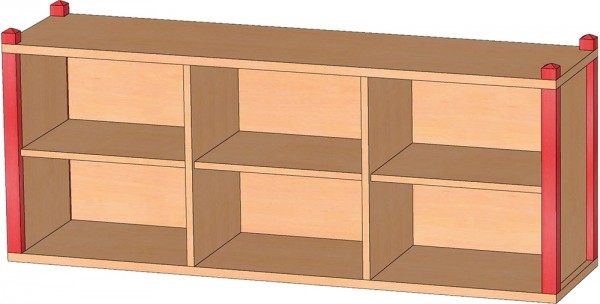 Aufsatzschrank für Raumteiler mit 6 offenen Fächern & Rückwand