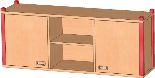 Aufsatzschrank für Raumteiler mit 2 Türen & 3 Einlegeböden