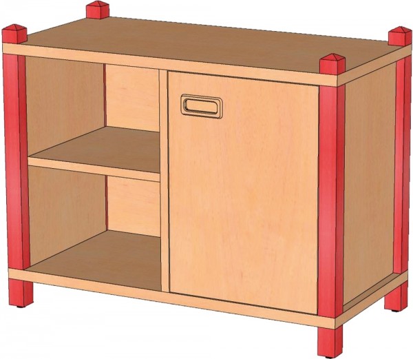 Stollenschrank mit Tür & Regalfach, 60 cm Höhe