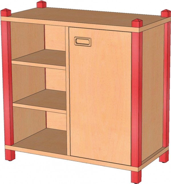 Stollenschrank mit Tür & Regalfach, 80 cm Höhe
