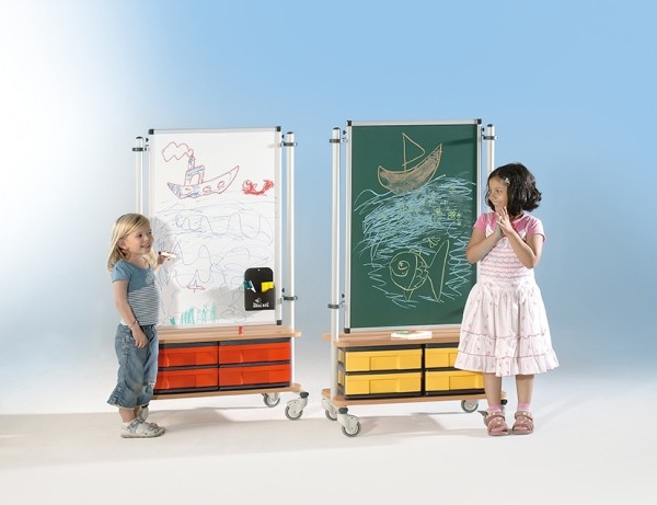 Raumteiler Whiteboard 60x90 mit Boxenschrank