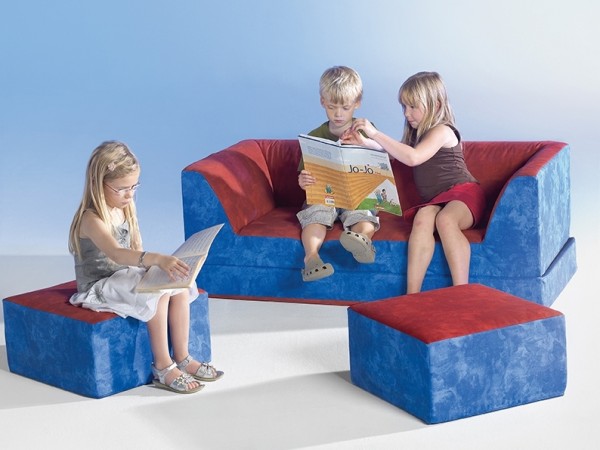 Kinder Klappcouch mit 2 Sesseln - Bezug Kunstleder