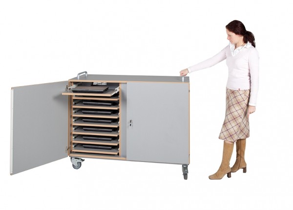 Laptopschrank PLUS mit 16 Einlegeböden/Teleskopauszügen