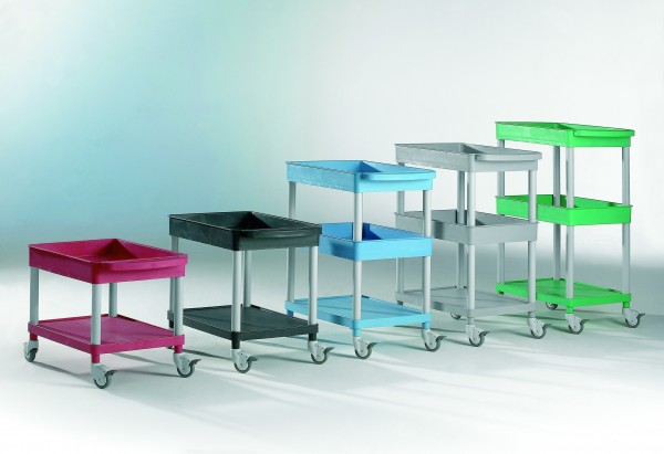 Clever-Cart M, 1 Wanne und 1 Ablagen