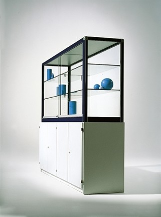 Aluvitrine mit Unterschrank