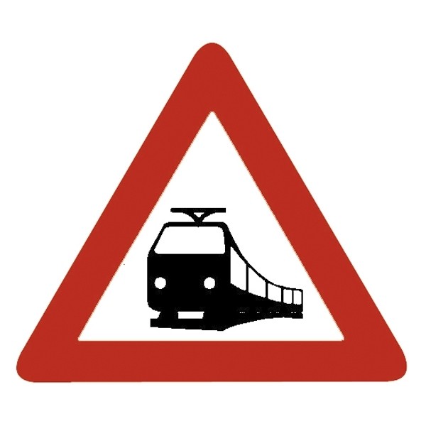Verkehrsschild:  unbeschrankter Bahnübergang