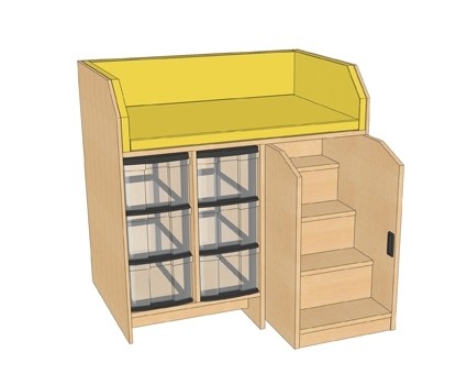 Wickelkommode mit Treppe und 6 hohen InBoxen