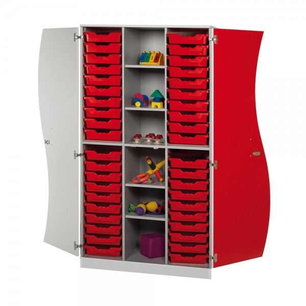 Wellentürenschrank mit Ergo Tray Boxen, hoch