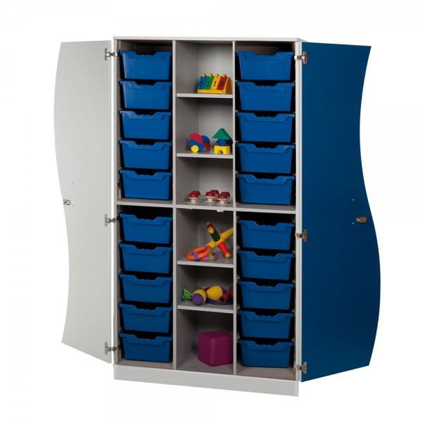 Wellentürenschrank mit Ergo Tray Boxen, hoch