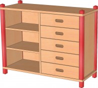 Stollenschrank mit Schüben & Regalfächern, 80 cm Höhe