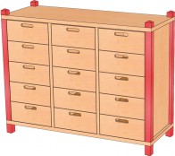 Stollenschrank mit 15 Schüben, 106 cm Breite & 80 cm Höhe