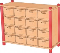 Stollenschrank mit 16 Massivholzkästen, 106 cm Breite & 80 cm Höhe