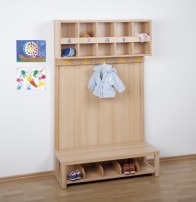 Krippen-Komplett-Garderobe mit Rückwand