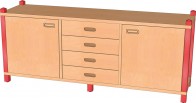 Raumteilerschrank  mit 2 Türen & 4 Massivholzschüben