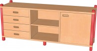 Raumteilerschrank mit Tür, Regal und 4 Schüben
