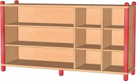 Raumteilerregal mit offenen Fächern & Rückwand