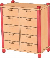 Stollenschrank mit 10 Schüben, 73 cm Breite & 80 cm Höhe