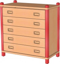 Stollenschrank mit Leichtlauf-Schüben, 80 cm Höhe