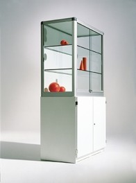 Aluvitrine mit Unterschrank