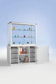 Aluvitrine mit Unterschrank