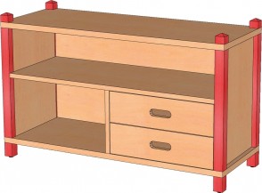 Stollenschrank mit Schüben & Regalfächern, 60 cm Höhe