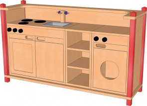 Stollenspielmöbel Küche, Front uni, 140 cm Breite