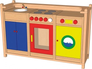 Stollenspielmöbel Küche bunt, 130 cm Breite