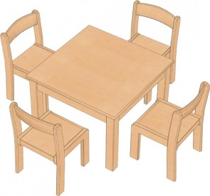 Quadrat-Tisch mit 4 Stühlen