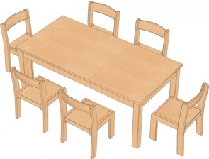 Rechteck-Tisch mit 6 Stühlen
