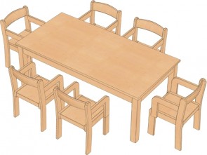 Rechteck-Tisch mit 6 Stühlen