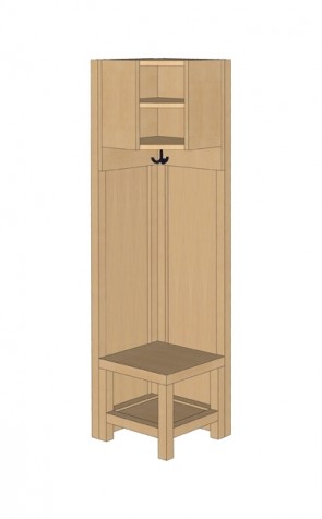 Innenecke mit Rückwand-Paneel für Garderobe