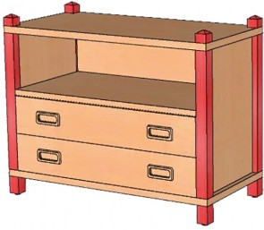 Stollenschrank mit Leichtlauf-Schüben & Regalfach, Höhe 60 cm