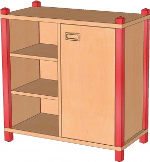 Stollenschrank mit Tür & Regalfach, 80 cm Höhe