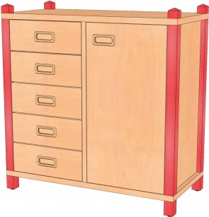 Stollenschrank mit Leichtlauf-Schüben & Tür, 80 cm Höhe