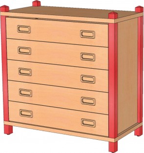 Stollenschrank mit Leichtlauf-Schüben, 80 cm Höhe