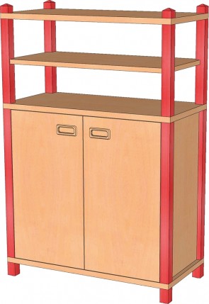 Stollenschrank mit Doppeltür & Regal 120 cm Höhe