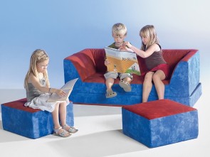 Kinder Klappcouch mit 2 Sesseln - Bezug Stoff