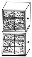 Aufsatzschrank mit Glasschiebetüren