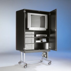 "Black Line" Mobiler TV-Schrank mit 2 Böden