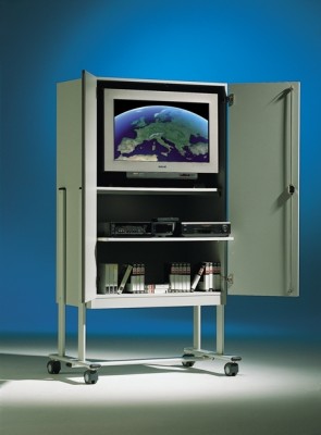 mobiler TV-Schrank mit Ovalrohr-Getsell, 1 Rollauszug und 1 Videozug