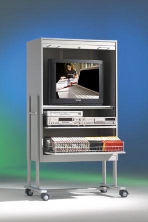 Mobiler TV-Schrank mit Rollo, 1 Rollauszug und 1 Videozug