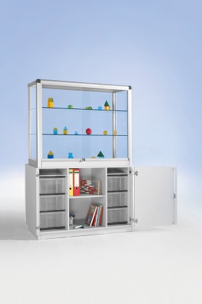 Aluvitrine mit Unterschrank