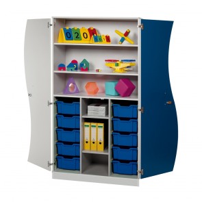 Wellentürenschrank mit Ergo Tray Boxen, hoch