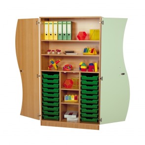 Wellentürenschrank mit Ergo Tray Boxen, hoch