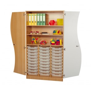 Wellentürenschrank mit Ergo Tray Boxen, hoch